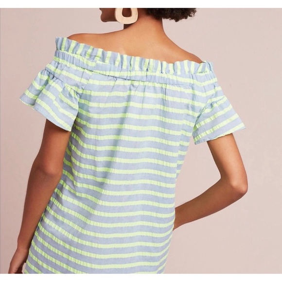 Anthropologie Corey Lynn Calter Neon Striped Off-The-Shoulder Mini Dress NWT L - Picture 6 of 15
